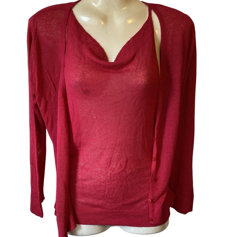 Vintage Y2K Guess Cardigan & Tank Top Women S/M Knit Preppy Work Academia Travel